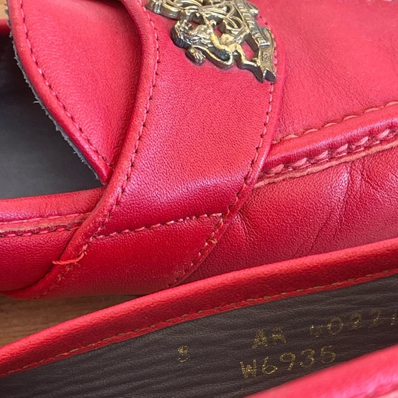 RALPH LAUREN Vtg 80’s Red Leather Loafers Crest Bench Made in Maine USA 8 RARE!! - Picture 6 of 12
